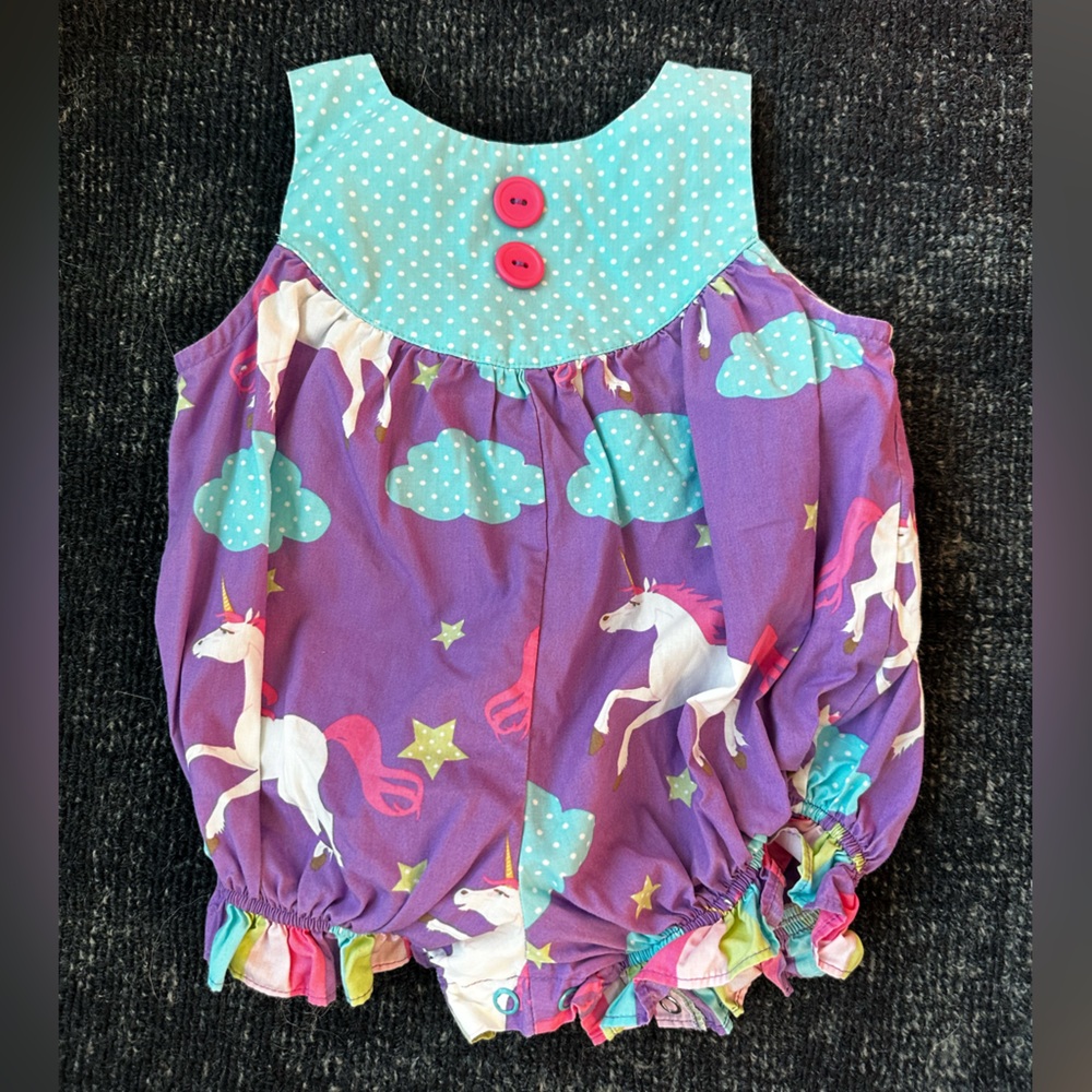 Eleanor Rose Purple Unicorn Baby Romper